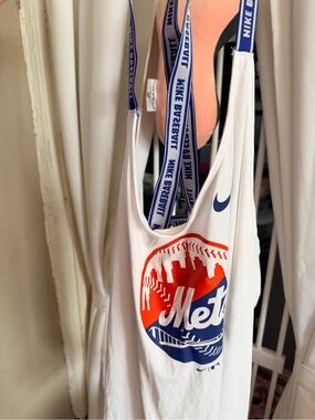 Nike White Tank with Blue & Orange Mets Logo